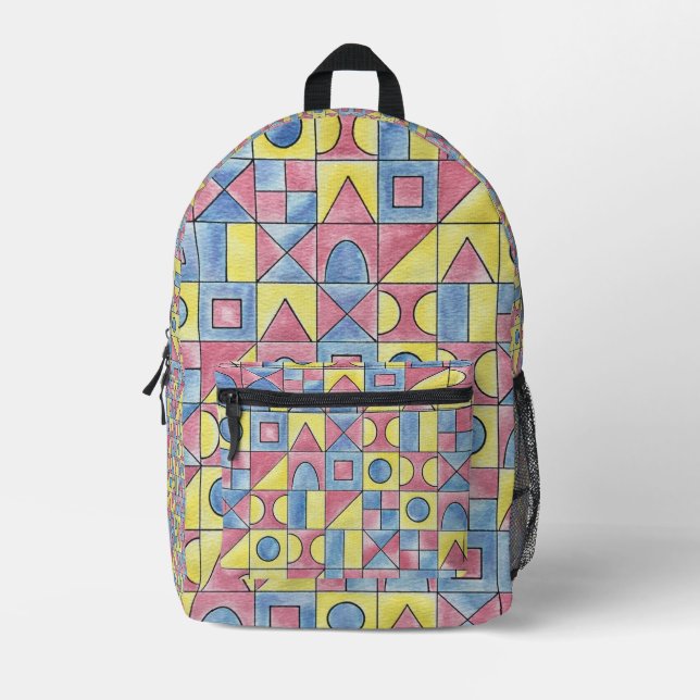 Sudoku One-Modern Minimalist Geometric Pattern Printed Backpack (Front)