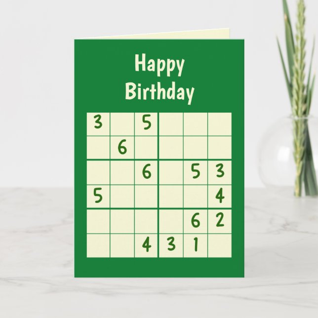  Sudoku Puzzle 6x6 Birthday Card (Front)