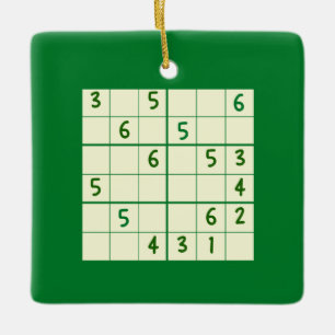 Sudoku Puzzle 6x6 Ceramic Ornament