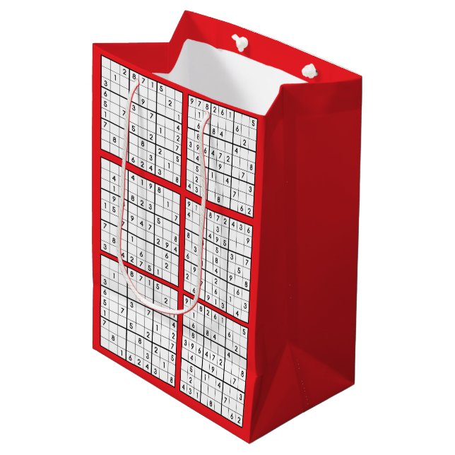 Sudoku Puzzle Design Gift Bag (Front Angled)