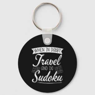 Sudoku Puzzle Lover World Traveler Quote Key Ring