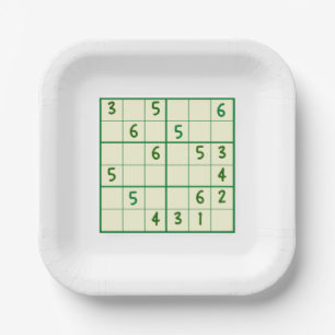 Sudoku Puzzles Paper Plate