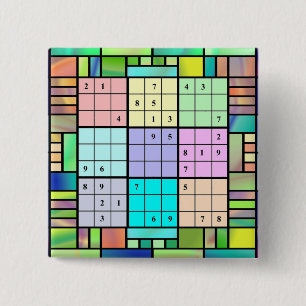 Sudoku Stained Glass Design 15 Cm Square Badge