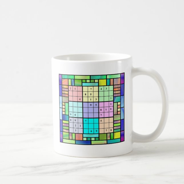 Sudoku Stained Glass Design Coffee Mug (Right)