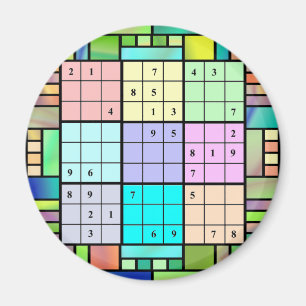 Sudoku Stained Glass Design Magnet