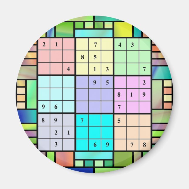 Sudoku Stained Glass Design Magnet (Front)