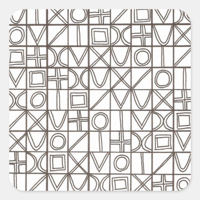 Sudoku Two-Black And White Abstract Art Square Sticker (Front)