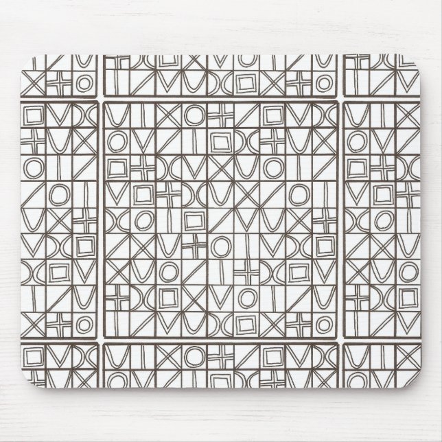 Sudoku Two-Black And White Modern Geometric Mouse Pad (Front)