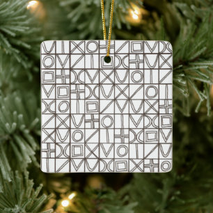 Sudoku Two-Black And White Modern Minimalist Ceramic Ornament