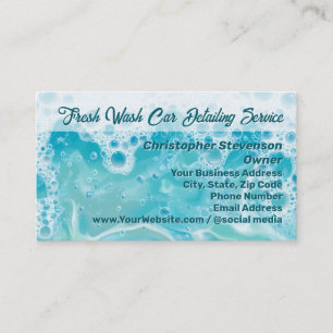 Suds Bubbles Blue Water Car Detailing Cleaning Business Card