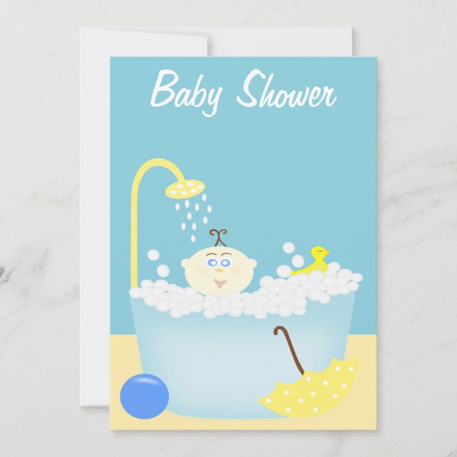 Sudsy Bathtub Baby Shower Invitation (Front)