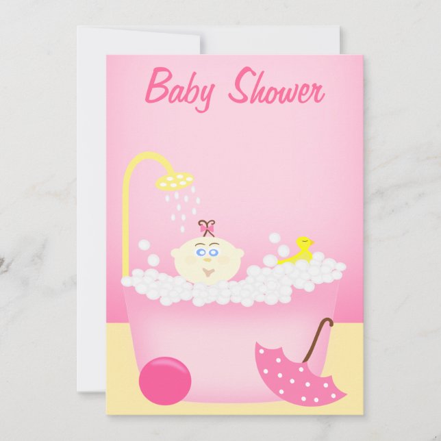 Sudsy Bathtub Pink Baby Shower Invitation (Front)
