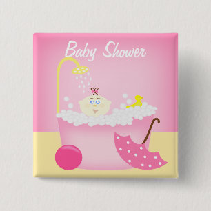 Sudsy Bathtub Pink Baby Shower Pin