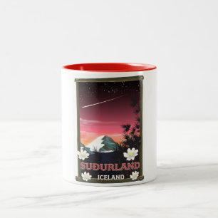 Suðurland Iceland travel poster Two-Tone Coffee Mug
