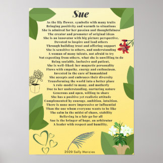 "Sue" Name Poem Poster