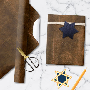 Suede Seam Look of Leather Wrapping Paper