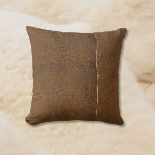 Suede Tan Line Look of Leather Cushion