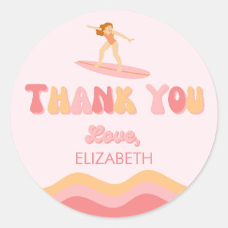 Sufer Birthday Girl - Favour Bag Sticker