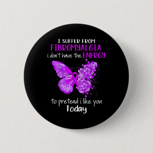 Suffer From Fibromyalgia Awareness Butterfly Purpl 6 Cm Round Badge