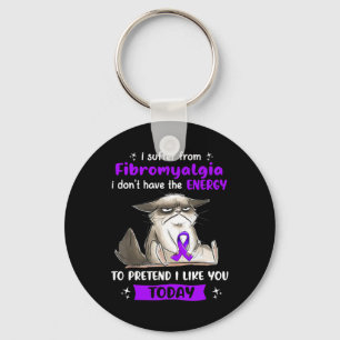 Suffer From Fibromyalgia Awareness Fun Cat Key Ring