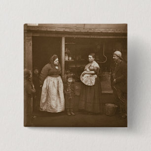 Sufferers from the Flood, from 'Street Life in Lon 15 Cm Square Badge