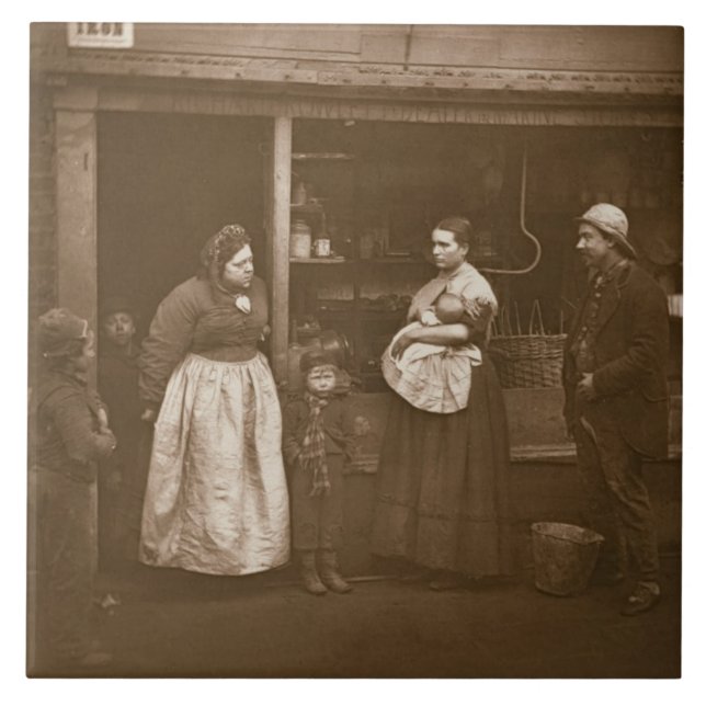 Sufferers from the Flood, from 'Street Life in Lon Ceramic Tile (Front)