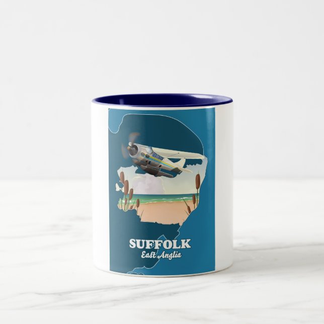 Suffolk east anglia map Two-Tone coffee mug (Center)