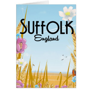 Suffolk England farmyard cartoon travel poster