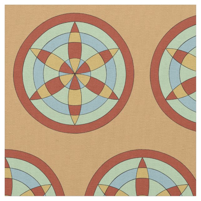 Suffolk Hexafoil (Daisy Wheel) Witch Mark Fabric (Close Up)