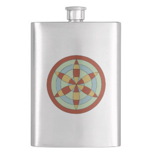 Suffolk Hexafoil (Daisy Wheel) Witch Mark Hip Flask