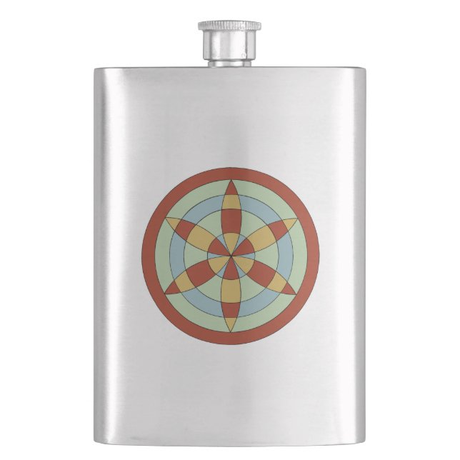 Suffolk Hexafoil (Daisy Wheel) Witch Mark Hip Flask (Front)