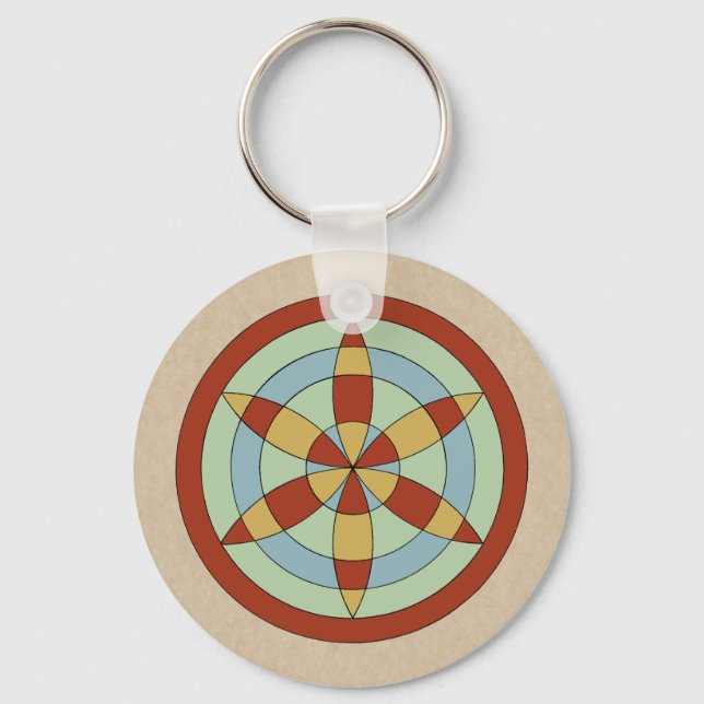 Suffolk Hexafoil (Daisy Wheel) Witch Mark Key Ring (Front)