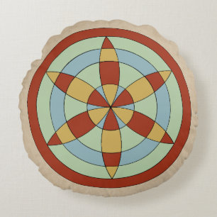 Suffolk Hexafoil (Daisy Wheel) Witch Mark Round Cushion