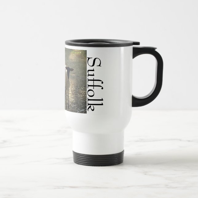 Suffolk Sheep Afternoon Sunshine Pastoral Scene Travel Mug (Right)