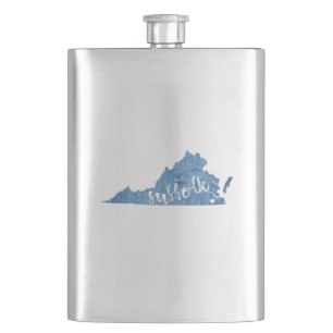Suffolk Virginia Wood Grain Hip Flask