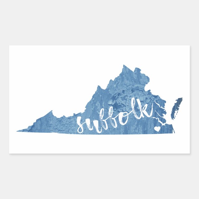 Suffolk Virginia Wood Grain Rectangular Sticker (Front)