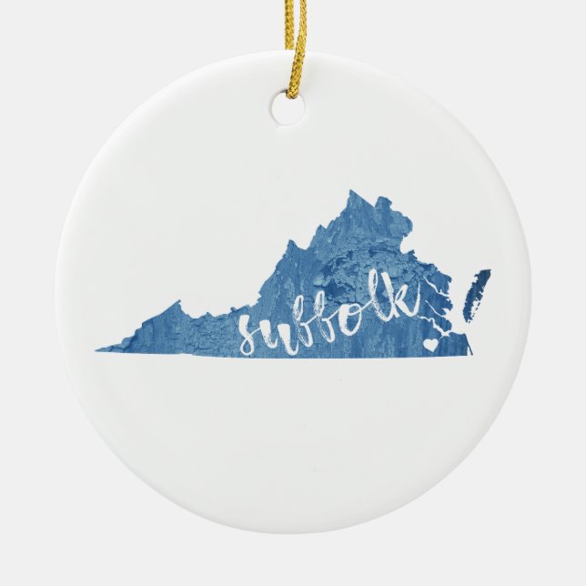 Suffolk Virginia Wood Plaque Ceramic Ornament (Front)