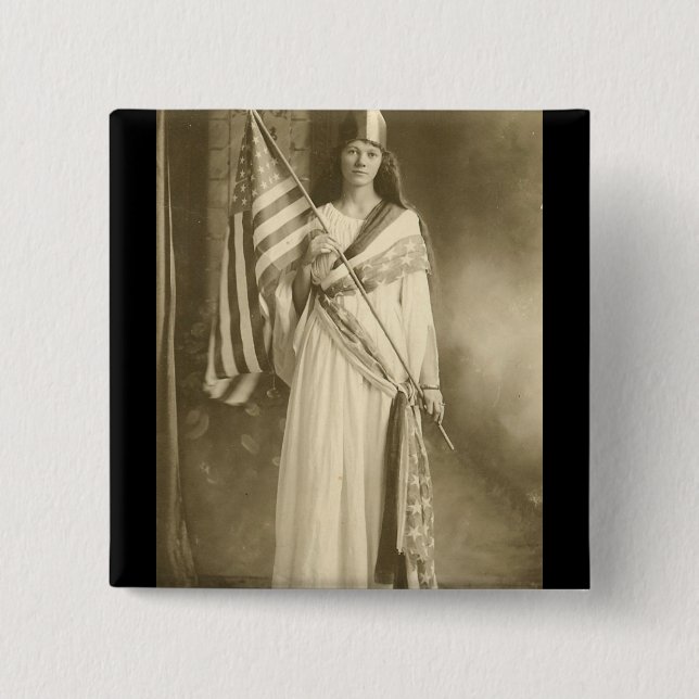 suffrage liberity lady vote square button (Front)