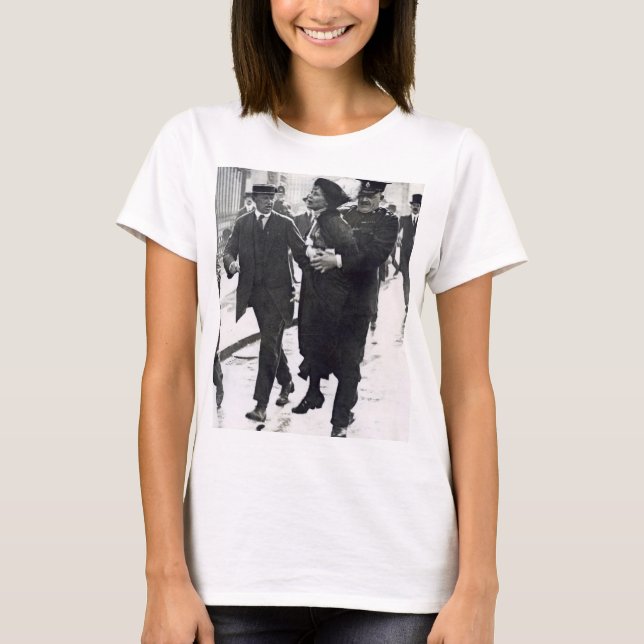 Suffragette Emmeline Pankhurst Being Arrested 1914 T-Shirt (Front)