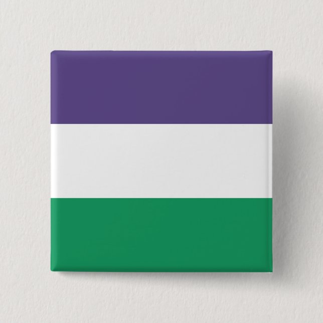 Suffragette Flag 15 Cm Square Badge (Front)