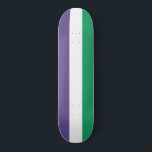 Suffragette Flag Skateboard<br><div class="desc">This design features the flag of the suffragette movement, which in the 20th century fought for the right to vote in public elections, known as women's suffrage. The term "suffragette" was first coined to belittle the movement, but the women involved soon accepted and embraced the new name as a sign...</div>