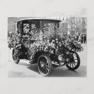 Suffragette Flower Car: 1914 Postcard