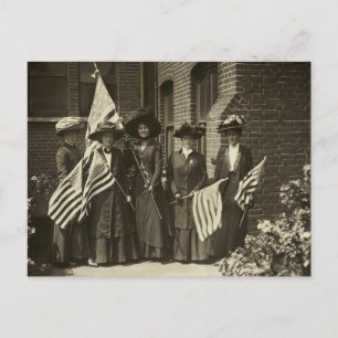 Suffragette Women Carrying American Flag  Postcard