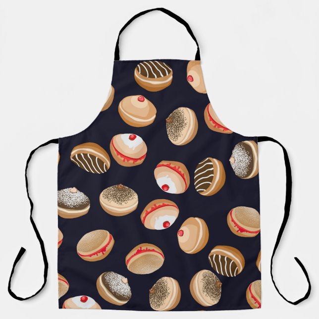 Sufganiyot Doughnuts: Hanukkah Vintage Pattern Apron (Front)