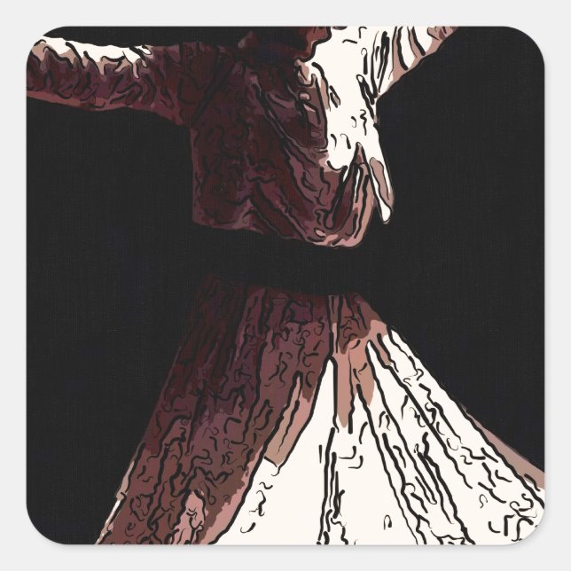 sufi boy whirling square sticker (Front)
