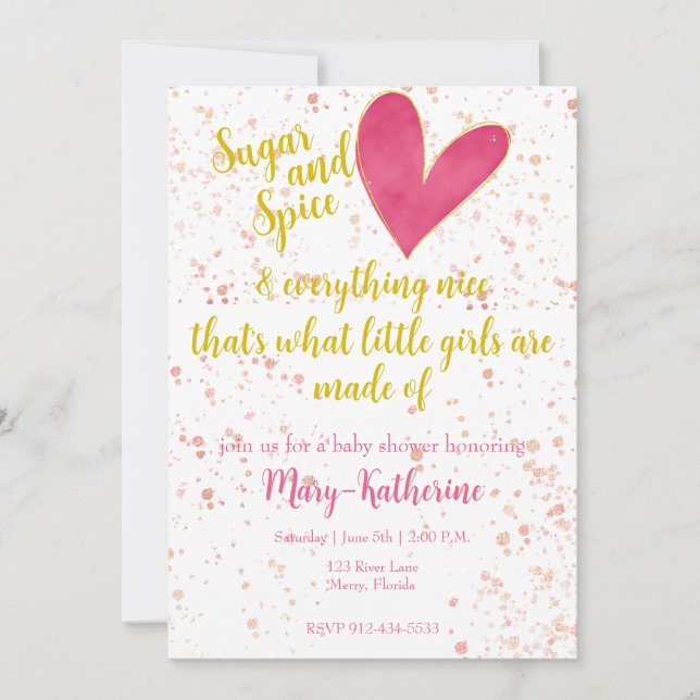 Sugar and Spice Baby Girl Baby Shower Invitation (Front)