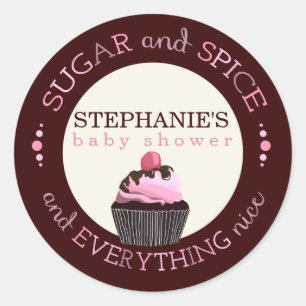 Sugar and Spice Cupcake Baby Shower Favour Sticker