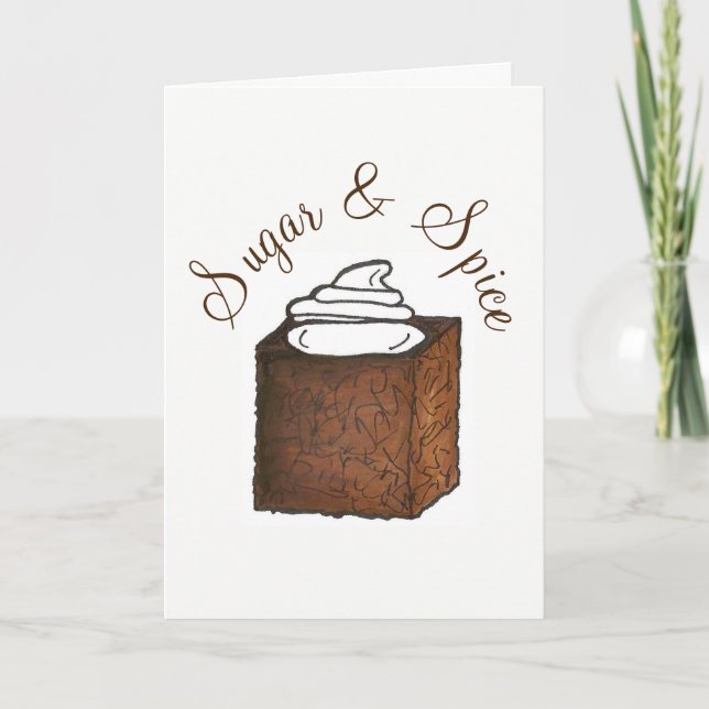 Sugar and Spice Everything Nice Gingerbread Cake Holiday Card (Front)