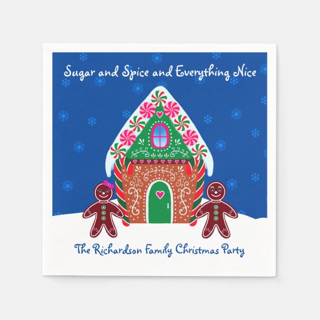 Sugar and Spice Gingerbread House Christmas Napkin (Front)