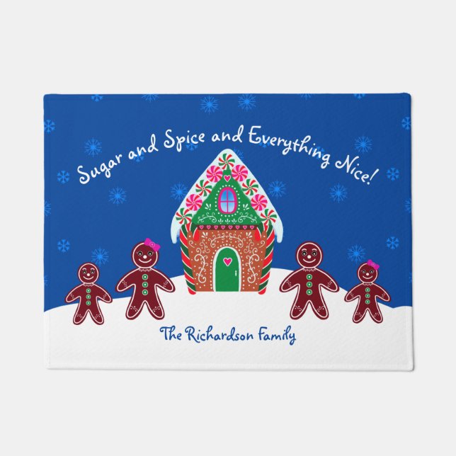 Sugar and Spice Gingerbread Personalised Christmas Doormat (Front)